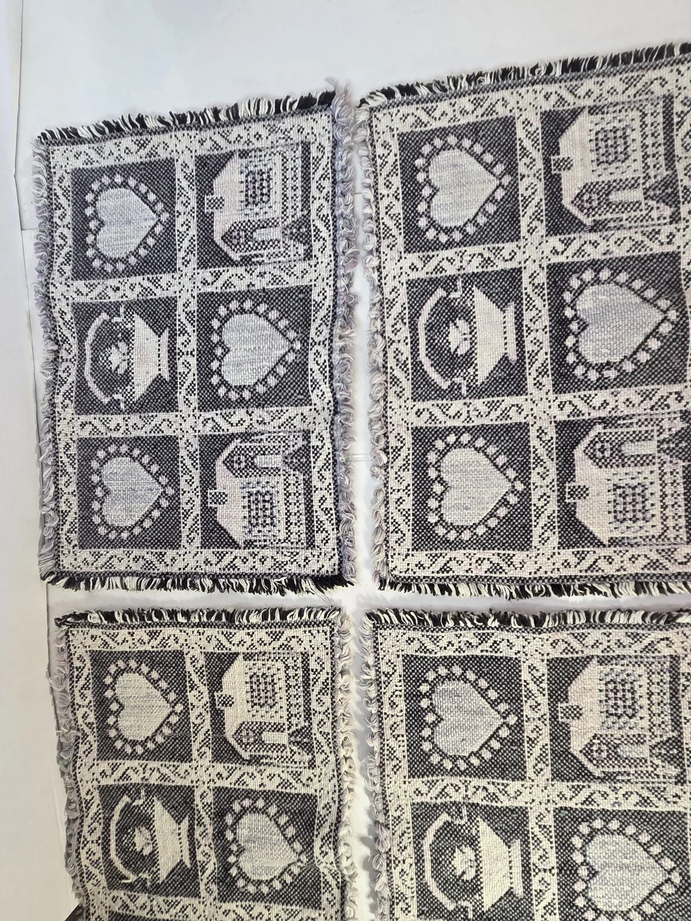 Vintage Cream and Purple Woven Tapestry Place Mats - Set of 4